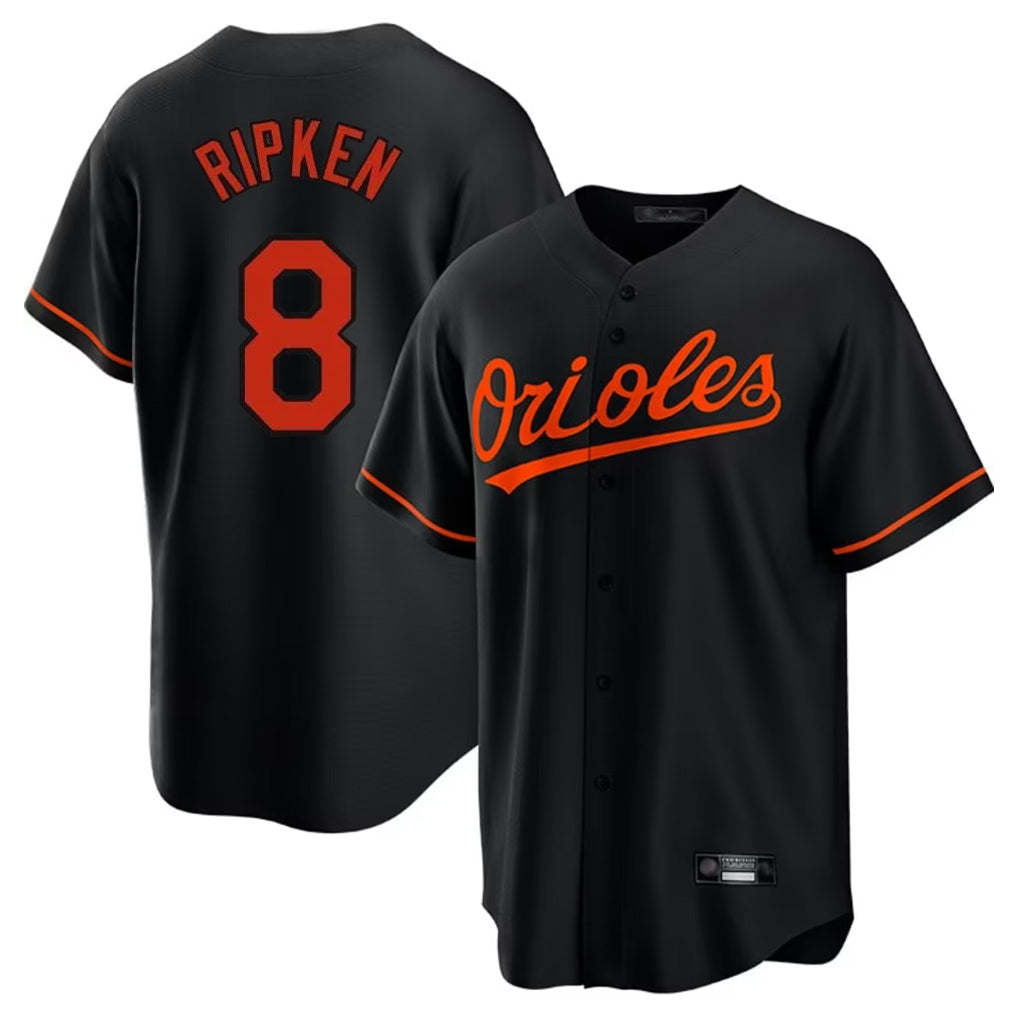 Baltimore Orioles #8 Cal Ripken Player Black Fedasgoge Home Game Stitched Jerseys