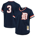 Detroit Tigers #3 Alan Trammell Player Navy Fedasgoge Mitchell & Ness 1984 Mesh Batting Practice  T-shirt Stitched Jerseys