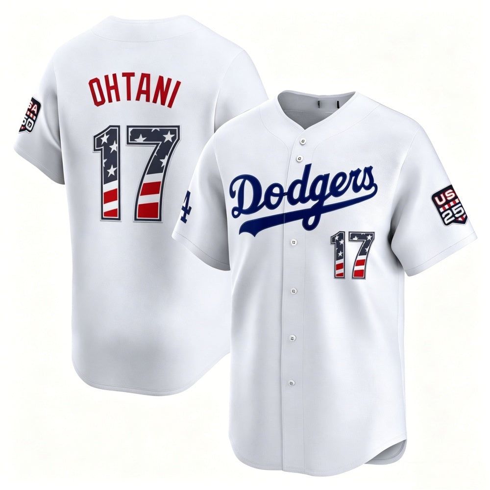 Los Angeles Dodgers #17 Shohei Ohtani White Fedasgoge USA 250 Fourth of July Limited Stitched Jersey
