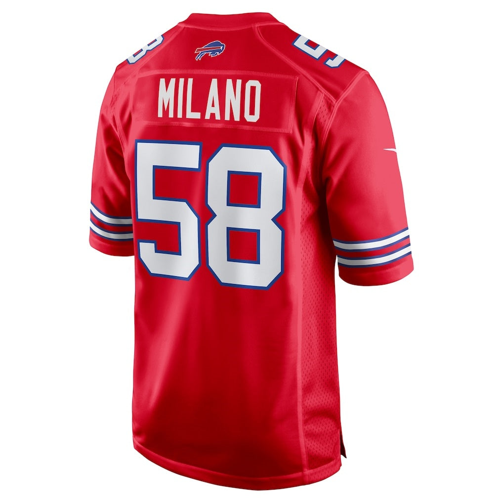 B.Bills #58 Matt Milano Red Fedasgoge Alternate Game Jersey