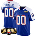 Custom B.Bills Active Player Blue White Fedasgoge 2023 F.U.S.E. AFC East Champions Ptach Stitched Jersey