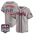 Custom Atlanta Braves Gray Fedasgoge USA 250 Fourth of July Vapor Premier Limited Jersey ¨C All Stitched