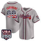 Custom Atlanta Braves Gray Fedasgoge USA 250 Fourth of July Vapor Premier Limited Jersey ¨C All Stitched