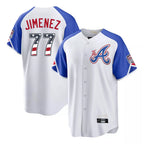 Atlanta Braves #77 Joe Jimenez Player White Fedasgoge USA 250 Fourth Of July City Connect Home Game Stitched Jerseys