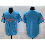 Atlanta Braves Blank Blue Fedasgoge 2024 Atliens & Peach With Outkast Patch Vapor Limited Stitched Jersey