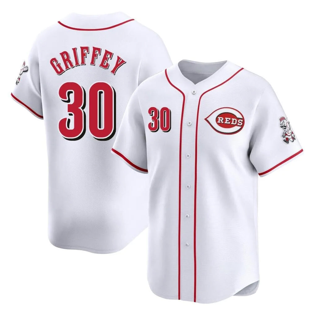 Cincinnati Reds #30 Ken Griffey Player White Fedasgoge Home Limited Stitched Jerseys