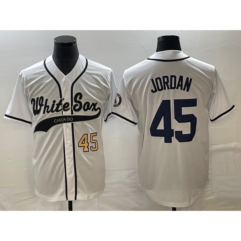 Chicago White Sox #45 Michael Jordan Number White Fedasgoge Cool Base Stitched Jersey