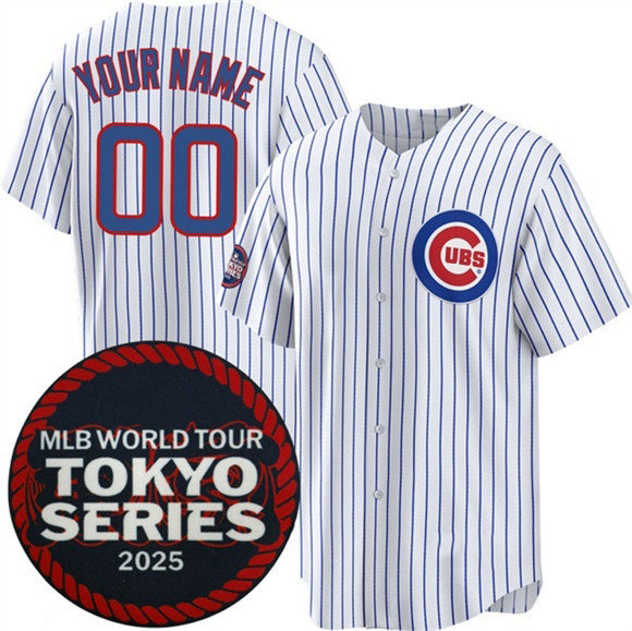 Custom Chicago Cubs Active Player White Fedasgoge 2025 World Tour Tokyo Series Home Stitched Jersey