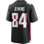 A.Falcons #84 Alfred Jenkins Black Fedasgoge Game Retired Player Jersey