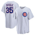 Chicago Cubs #35 Justin Steele White Fedasgoge Home Replica Jersey
