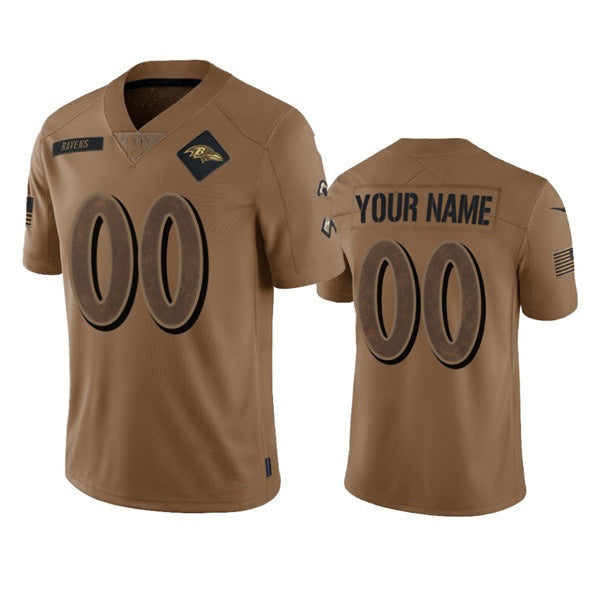 Custom B.Ravens Active Player 2023 Brown Fedasgoge Salute To Service Limited Stitched Jersey