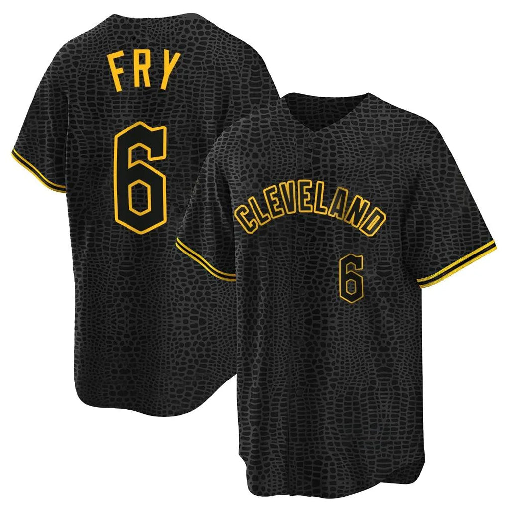 Cleveland Guardians #6 David Fry Player Black Fedasgoge Snake Skin City Home Game Stitched Jerseys