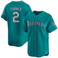 Seattle Mariners #2 Justin Turner Aqua Fedasgoge Alternate Limited Stitched jersey