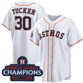 Houston Astros #30 Kyle Tucker White Fedasgoge 2022 World Series Champions Home Stitched Jersey