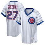 Chicago Cubs #27 Seiya Suzuki Player White Fedasgoge T-shirt Cooperstown Collection Limited Stitched Jerseys
