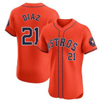 Houston Astros #21 Yainer Diaz Player Orange Fedasgoge Home Limited Elite Stitched Jerseys