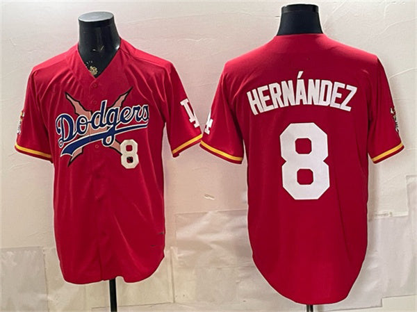 Los Angeles Dodgers x One Piece #8 Enrique Hernandez Red Fedasgoge Vapor Premier Limited Stitched Jersey