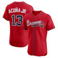 Atlanta Braves #13 Ronald Acuna Jr Red FOULKSSHOP Alternate 2 Elite Jersey