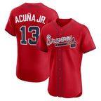 Atlanta Braves #13 Ronald Acuna Jr Red FOULKSSHOP Alternate 2 Elite Jersey