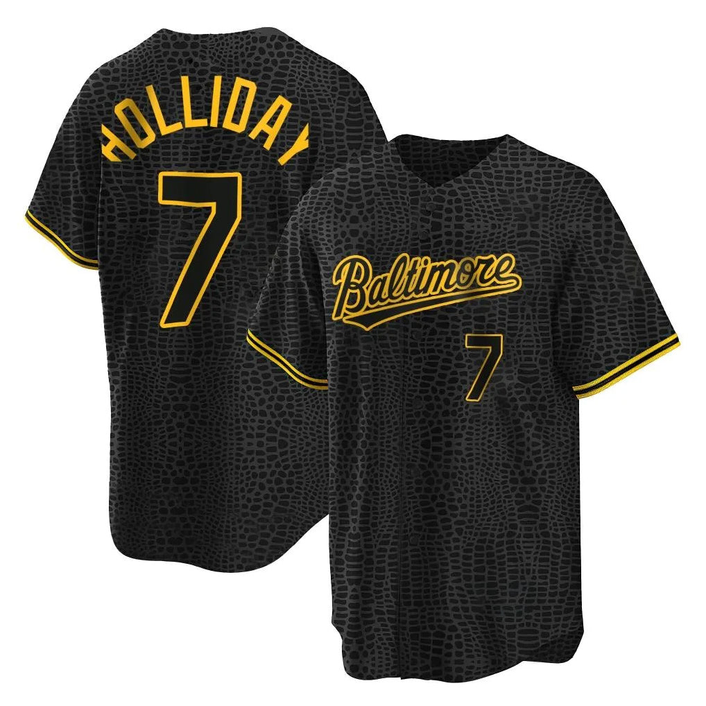 Baltimore Orioles #7 Jackson Holliday Player Black Fedasgoge Snake Skin City Home Game Stitched Jerseys