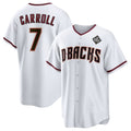 Arizona Diamondbacks #7 Corbin Carroll White Fedasgoge 2023 World Series Cool Base Stitched Jersey 2