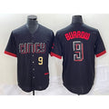 Cincinnati Reds #9 Joe Burrow Number Black Fedasgoge 2023 City Connect Cool Base Stitched Jersey 2