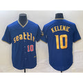 Seattle Mariners #10 Jarred Kelenic Number Blue Fedasgoge 2023 City Connect Cool Base Stitched Jersey
