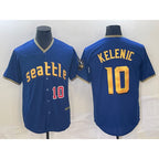 Seattle Mariners #10 Jarred Kelenic Number Blue Fedasgoge 2023 City Connect Cool Base Stitched Jersey
