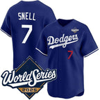 Los Angeles Dodgers #7 Blake Snell Royal Fedasgoge 2025 World Series Limited Stitched Jersey