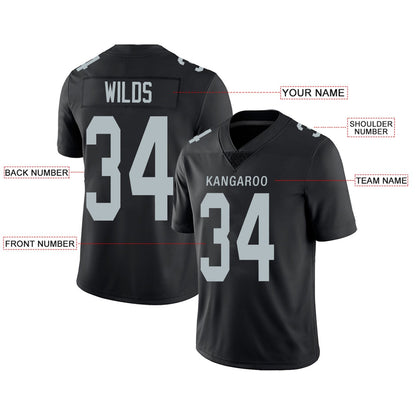 Custom Football Jerseys Team Player or Personalized Design Your Own Name for Men's Women's Youth Jerseys Black