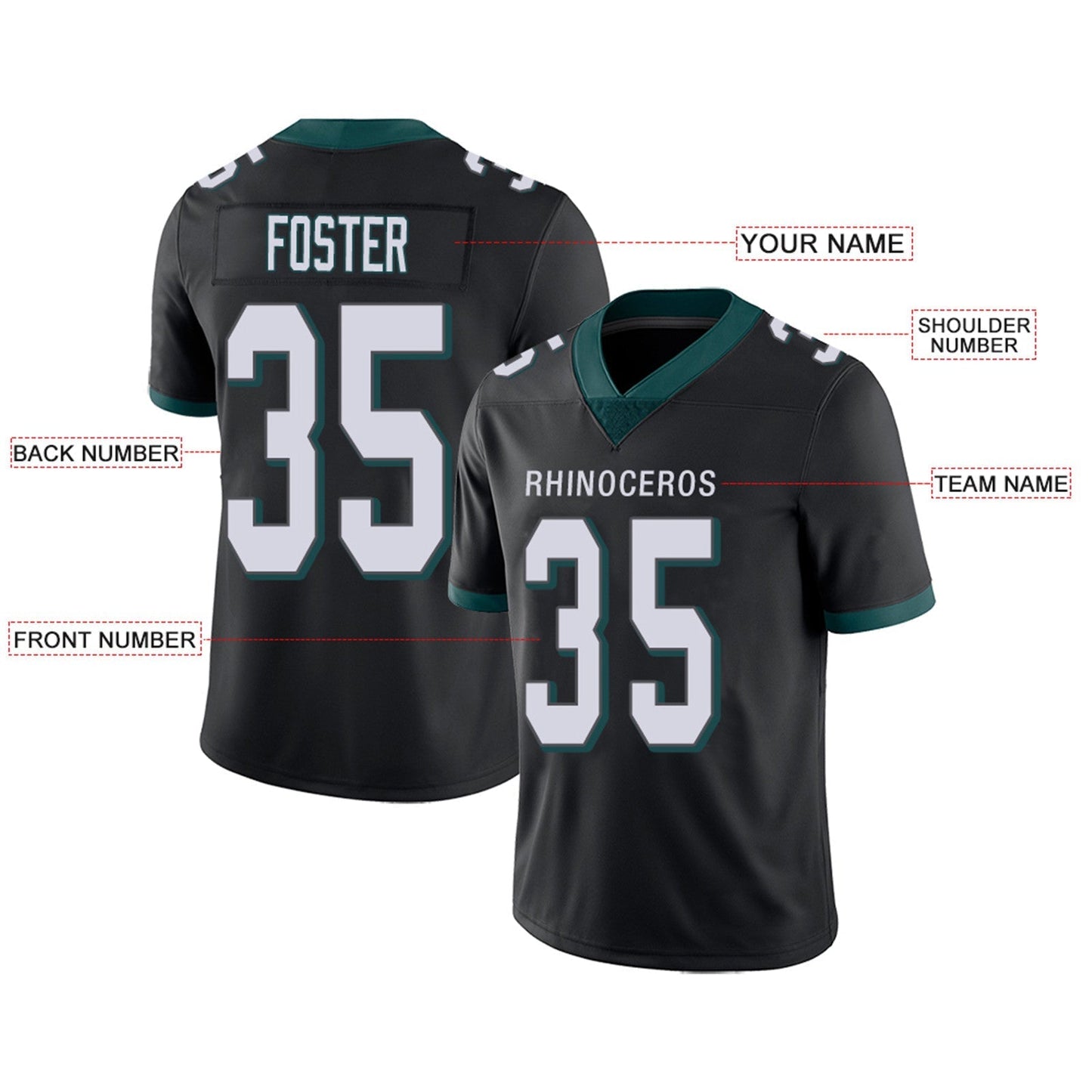 Custom Football Jerseys Team Player or Personalized Design Your Own Name for Men's Women's Youth Jerseys Green