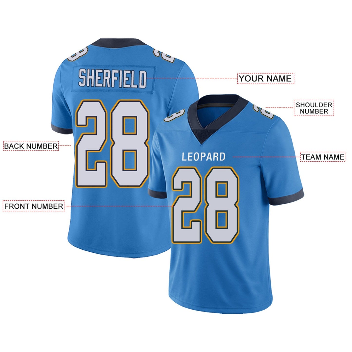 Custom Football Jerseys Team Player or Personalized Design Your Own Name for Men's Women's Youth Jerseys Navy