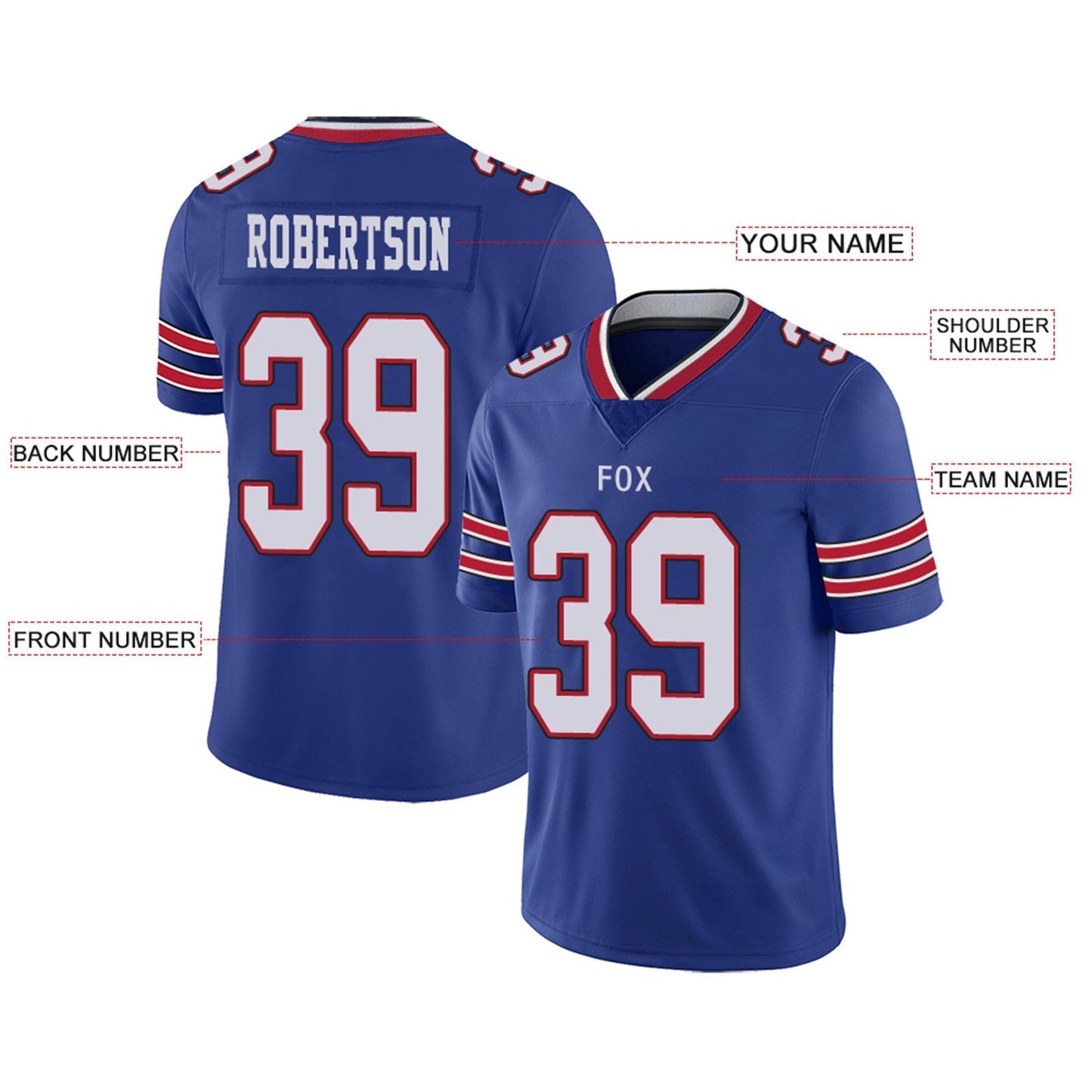 Custom Football Jerseys Team Player or Personalized Design Your Own Name for Men's Women's Youth Jerseys Royal