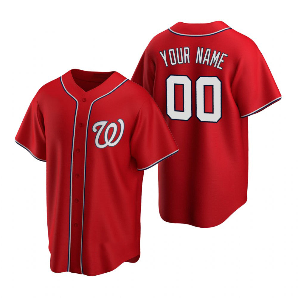 Custom Washington Nationals Red Fedasgoge Stitched Cool Base Jersey
