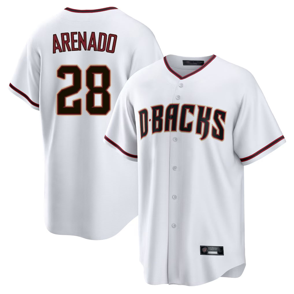 Arizona Diamondbacks #28 Nolan Arenado Player White Fedasgoge Home Game Stitched Jerseys