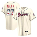 Atlanta Braves #27 Austin Riley Player Cream Fedasgoge USA 250 Fourth Of July Limited Home Game Stitched Jerseys