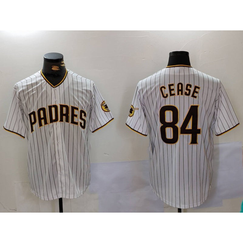 San Diego Padres #84 Dylan Cease White Fedasgoge Team Logo Stitched Cool Base Jersey