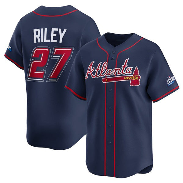 Atlanta Braves #27 Austin Riley Navy FOULKSSHOP 2025 Speedway Classic Alternate Limited Stitched Jersey