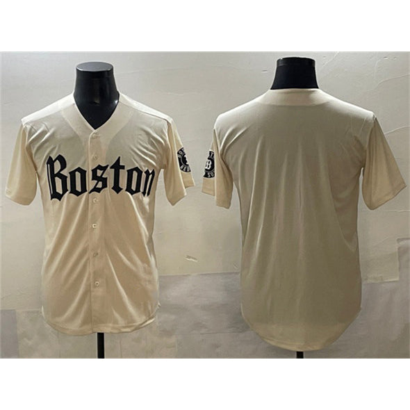 Boston Red Sox Blank Cream Fedasgoge Gothic Vapor Limited Stitched Jersey