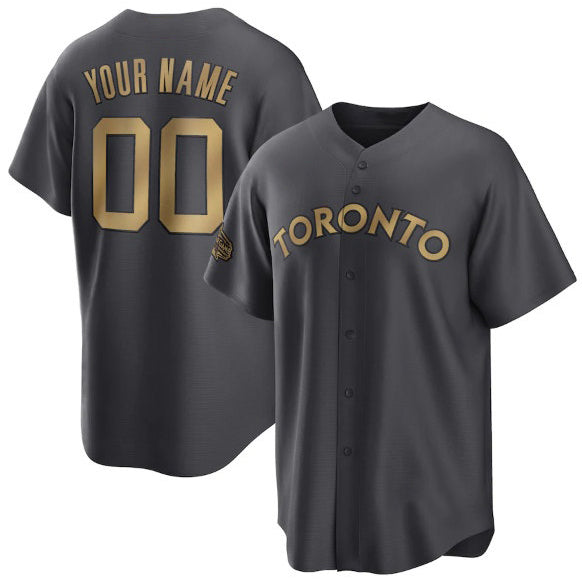 Custom Toronto Blue Jays Active Player Charcoal Fedasgoge 2022 All-Star Cool Base Stitched Jersey