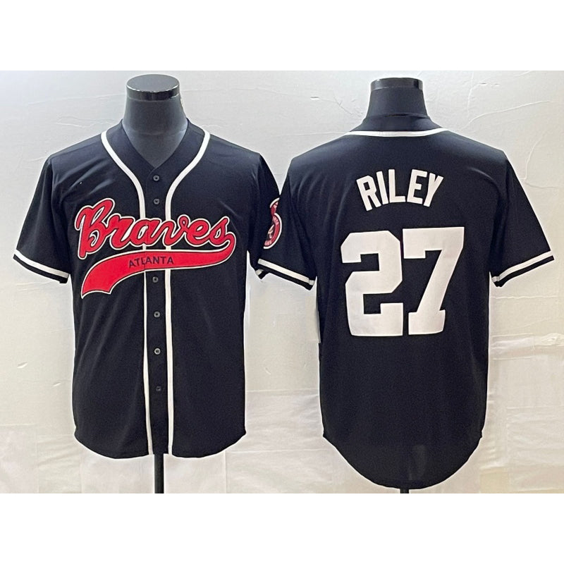 Atlanta Braves #27 Austin Riley Black FOULKSSHOP Cool Base Stitched Jersey