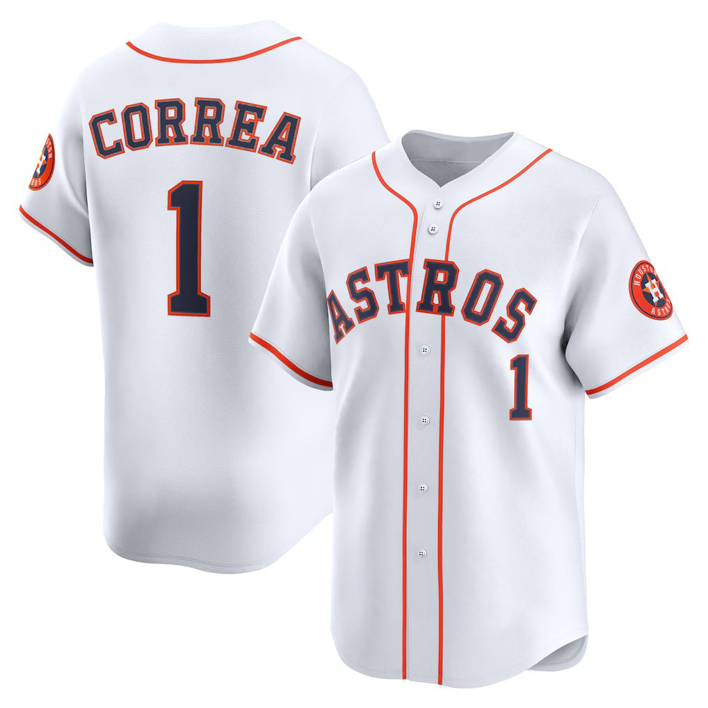 Houston Astros #1 Carlos Correa White Fedasgoge Home Limited Player Jersey