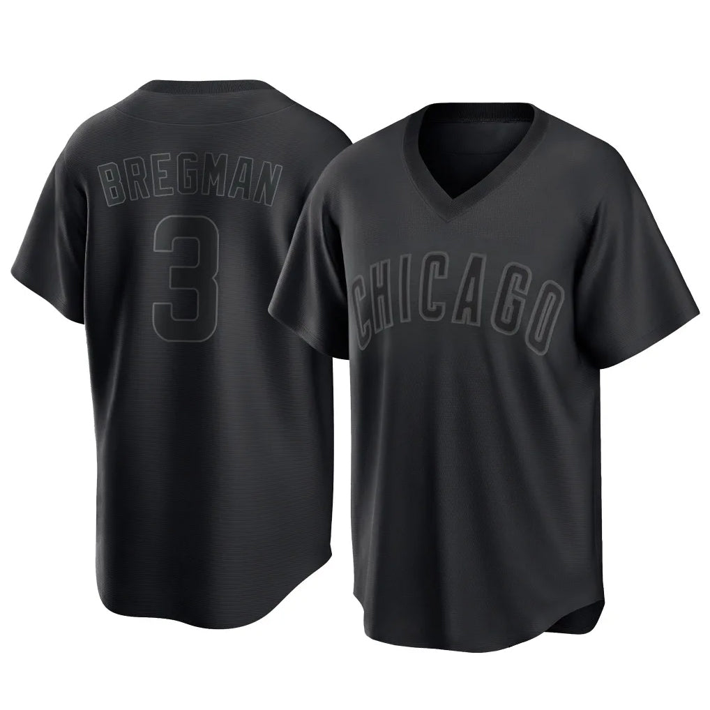 Chicago Cubs #3 Alex Bregman Player Black Fedasgoge T-shirt Home Game Stitched Jerseys