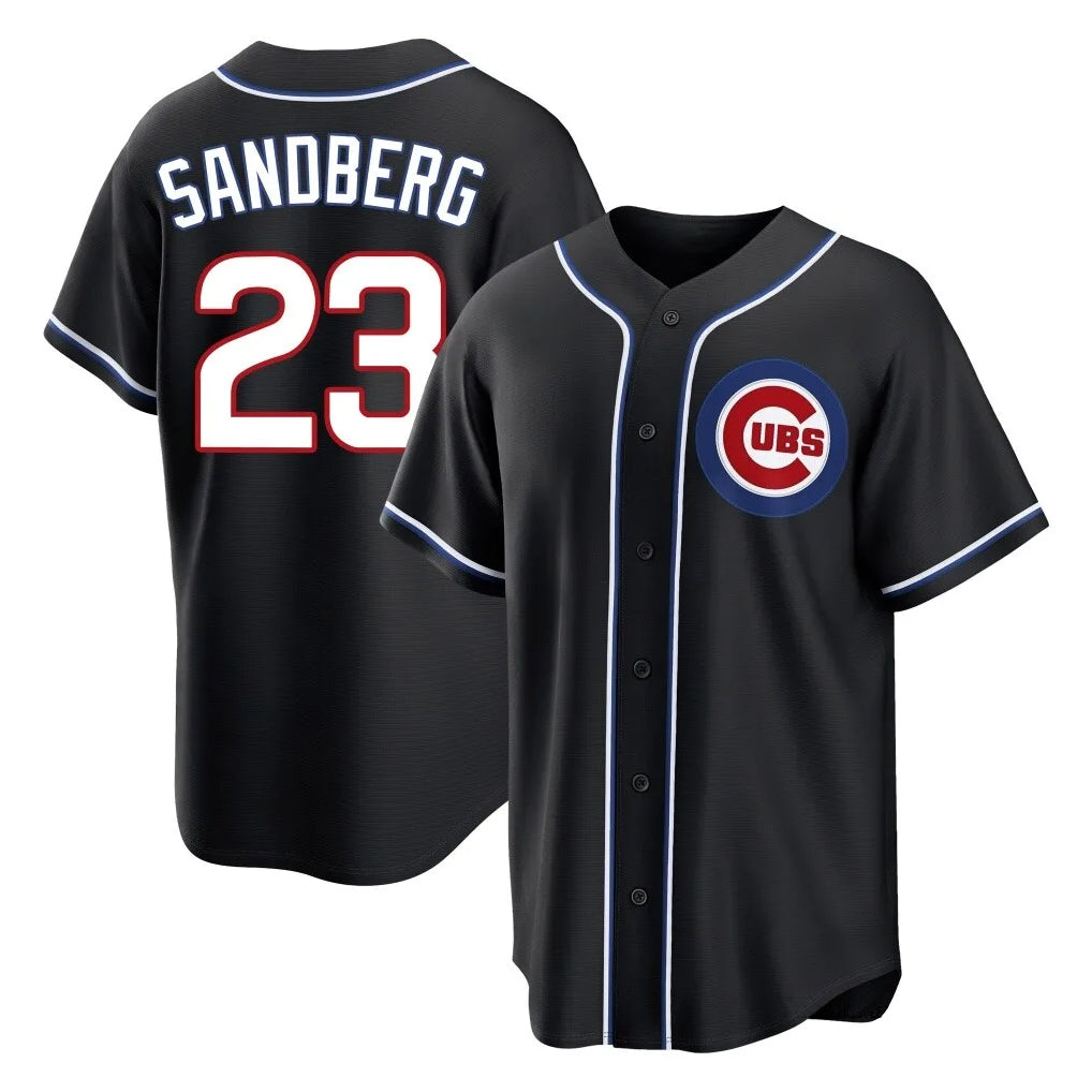 Chicago Cubs #23 Ryne Sandberg Player Black Fedasgoge Fashion Out Game Stitched Jerseys