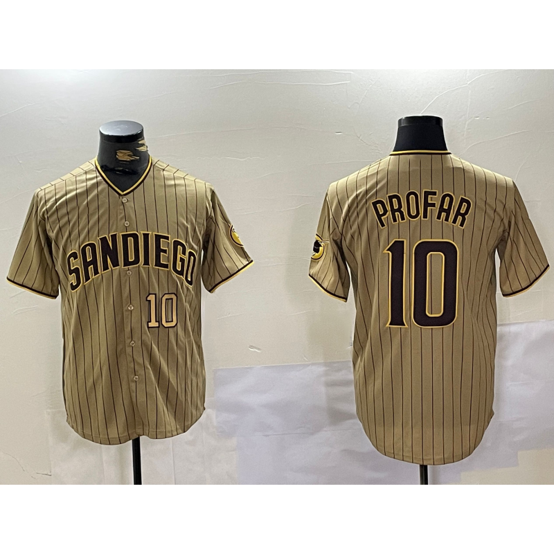 San Diego Padres #10 Jurickson Profar Khaki Fedasgoge Team Logo Cool Base Jerseys