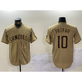 San Diego Padres #10 Jurickson Profar Khaki Fedasgoge Team Logo Cool Base Jerseys