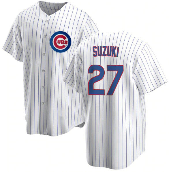Chicago Cubs #27 Seiya Suzuki White Fedasgoge Cool Base Stitched Jersey
