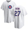 Chicago Cubs #27 Seiya Suzuki White Fedasgoge Cool Base Stitched Jersey