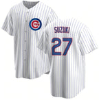 Chicago Cubs #27 Seiya Suzuki White Fedasgoge Cool Base Stitched Jersey