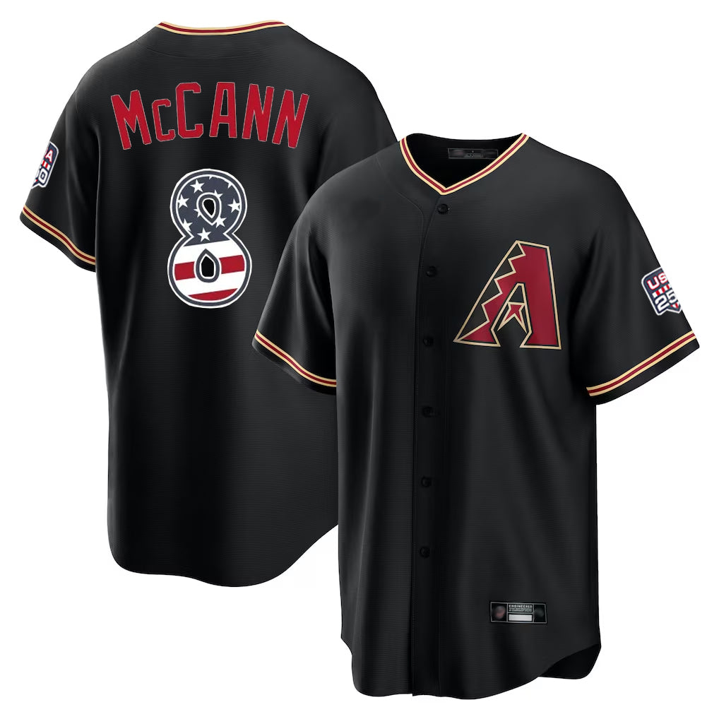 Arizona Diamondbacks #8 James McCann Player Black Fedasgoge USA 250 Fourth of July Game Home Stitched Jerseys